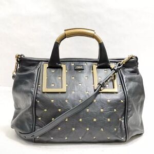 Auth Chloe Black Leather Ethel Tote Bag for